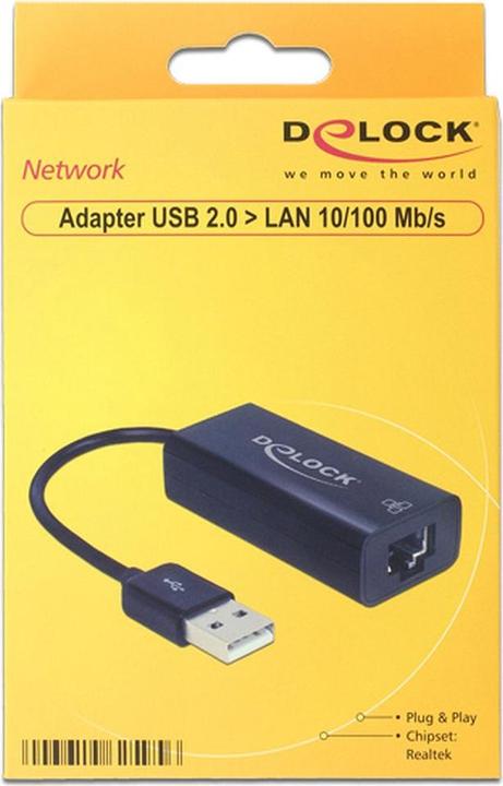 Produktbild Delock Adapter USB 2.0 > LAN 10/100 Mb/s (USB, RJ45 (1x))