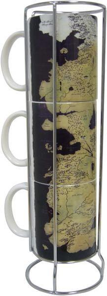 SD Toys Game of Thrones cup set con supporto in metallo Map Of Westeros (330 ml, 3 x)
