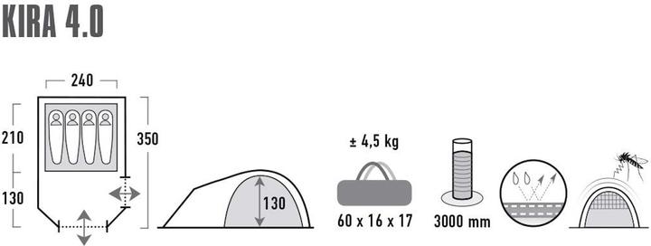 Produktbild High Peak Zelt Kira 4 hellgrau 10373 (Kuppelzelt, 4.60 kg, 4 Personen)