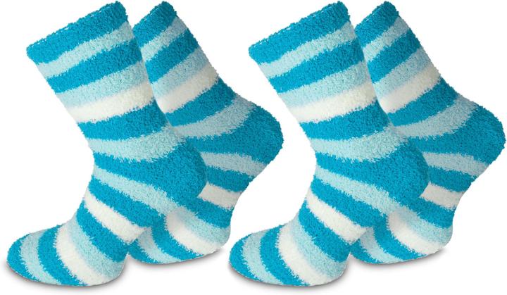 Normani 2 Paar Kuschel-Socken Ringel Blau (2er Pack, 36 - 41)