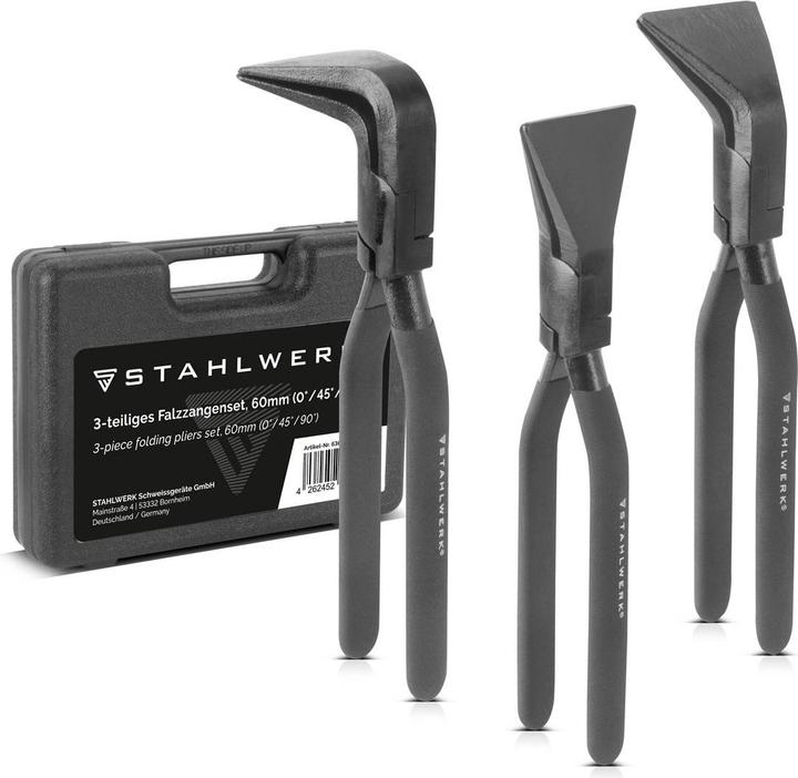 Produktbild Stahlwerk Falzzangen Set 0° 45° 90° Abkantzange Blechzange Biegezange 60 mm