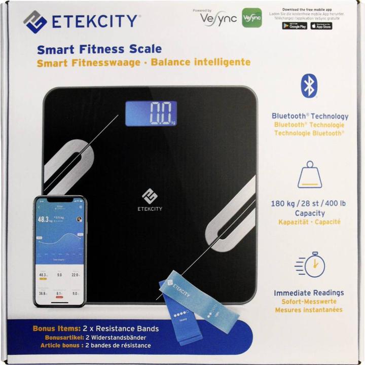 Produktbild Etekcity Bluetooth Körperfettwaage Smart Digitale Waage- Black (180 kg)