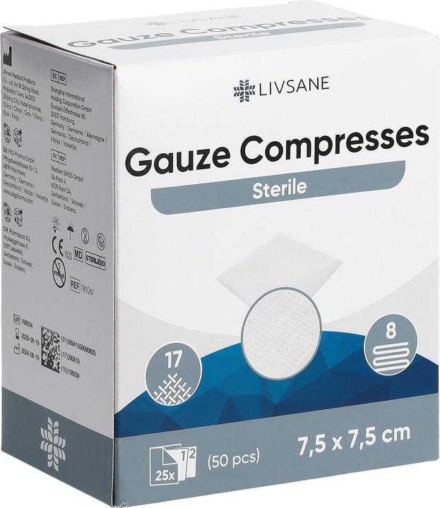 Livsane Mullkompresse 7.5x7.5cm steril