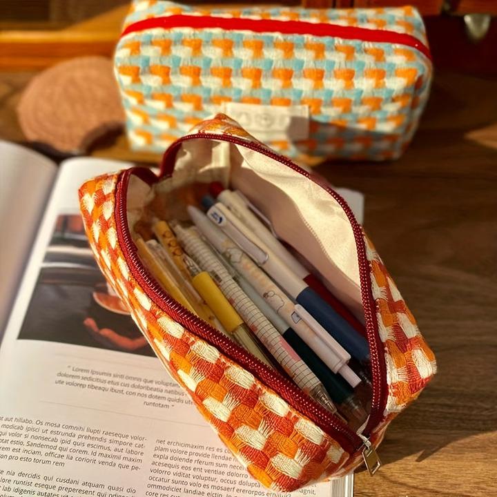 Image du produit Only-Bags.Store arc-en-ciel tressé papeterie sac lavable Pencil Case boîte de papeterie grande capacité