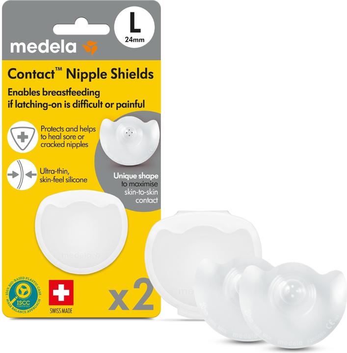 Image du produit Medela Protège-mamelons Contact L ( Ø 24mm), 2 pièces avec boîte de rangement (L)