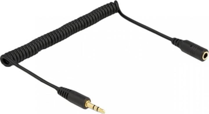 Produktbild Delock Spiralkabel Verlängerung 3,5 mm 3 Pin Klinkenstecker zu Klinkenbuchse 1,5 m schwarz (1.50 m, Verlängerung)