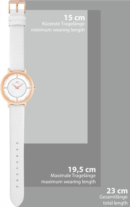 Immagine prodotto Orologio al quarzo da donna Lucrezia in vera pelle bianca - 33684 (Orologio da polso analogico, 36 mm)