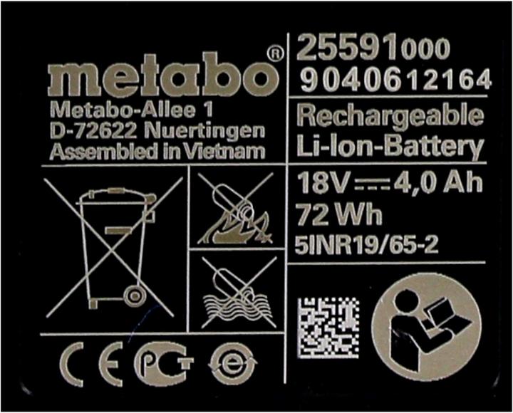 Produktbild Metabo Akku Set 4x Li-Power Akkupack 18 V 4,0 Ah CAS Li-Ion Akku ( 4x 625591000 ) mit Ladestandsanze (18 V)