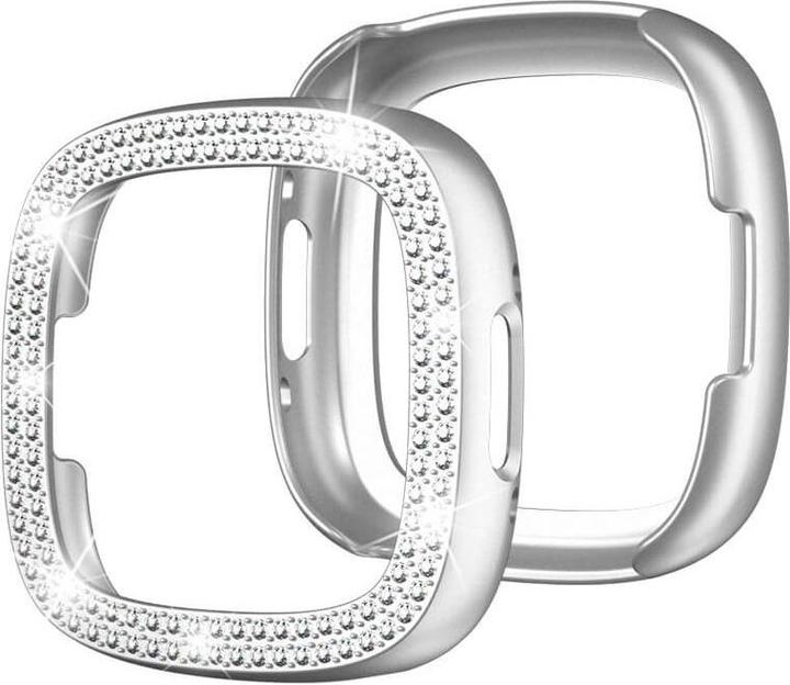 Cover-Discount Fitbit Versa 4 / Sense 2 - Glitzer Strass Schutz Case silber