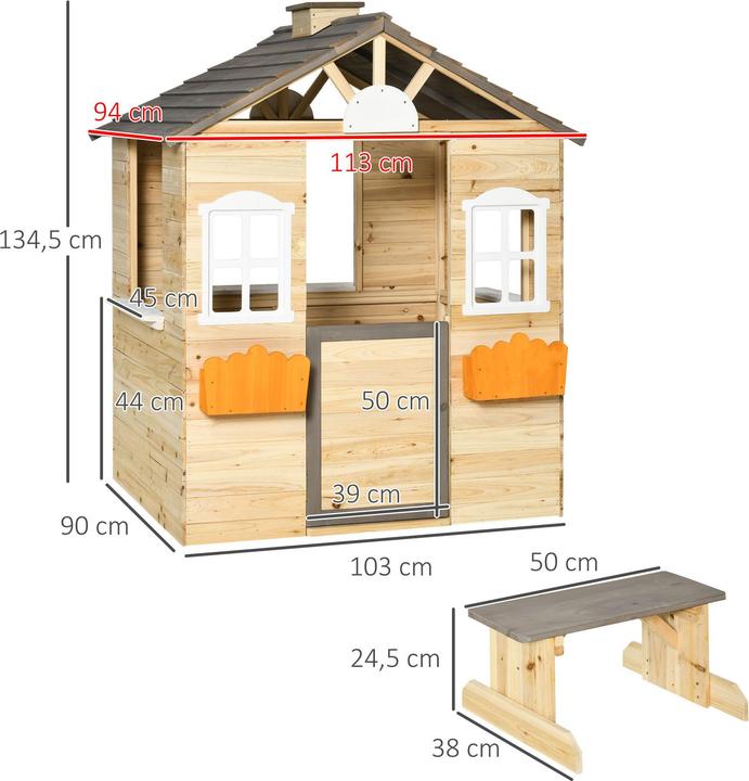 Produktbild Outsunny Kinderspielhaus mit Blumentopfhalter
