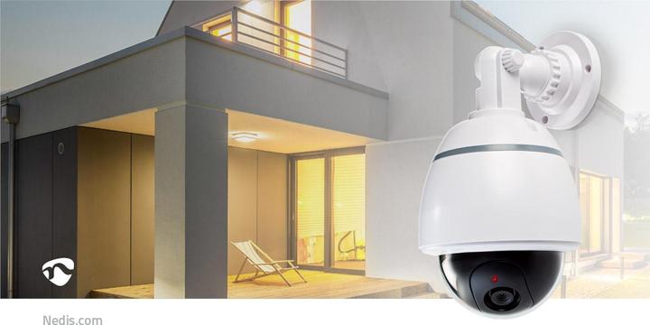 Image du produit Nedis Caméra de surveillance factice dôme IP44 fonctionnant sur piles intérieur/extérieur blanc blanc