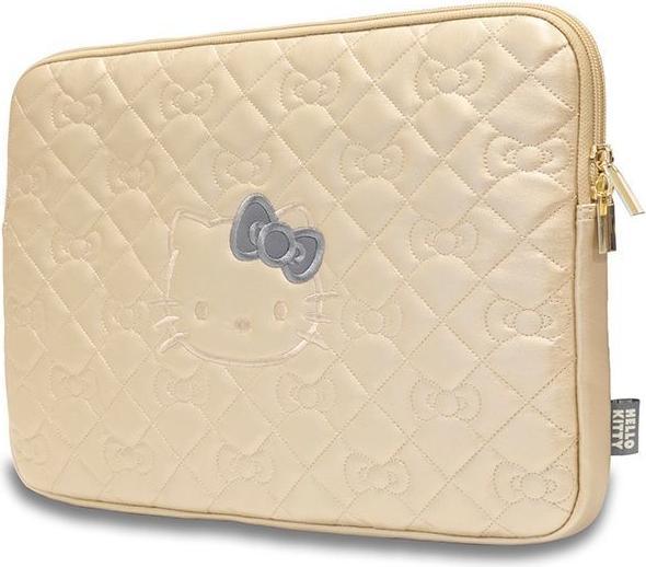 Hello Kitty Sleeve HKCSZPEKHBPD 14" złoty/gold Zip PU Quilted Bows (14")