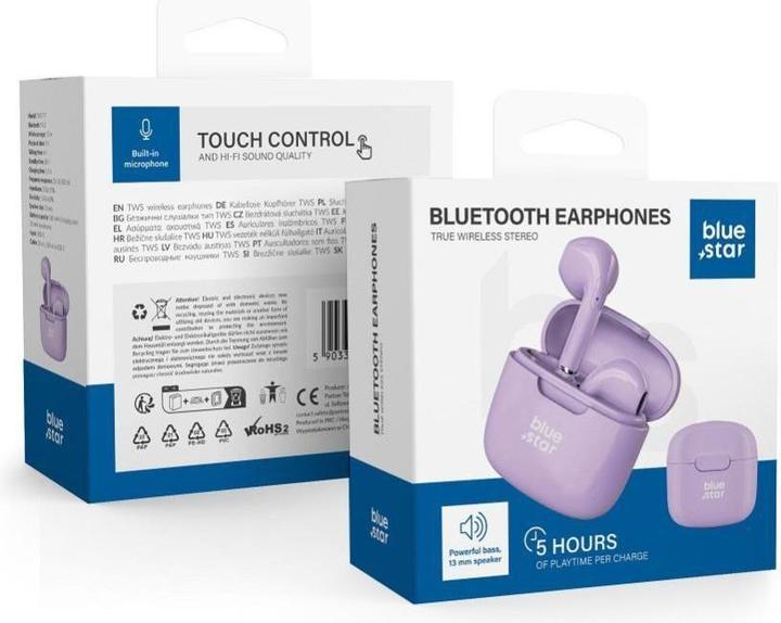 Produktbild BlueStar Wireless headphones Blue Star Wireless earphones bluetooth TWS F17 Purple (5 h, Kabelgebunden)