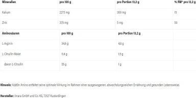 Nutritional values and ingredients Ultra Sports AddOn Amino (Lemon-Orange, 1 pcs., 310 g)