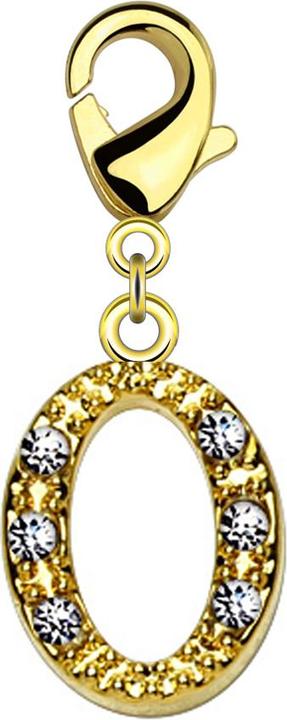 Image du produit Star Piercing Pendentif 14k doré avec cristal lettre O (Laiton)
