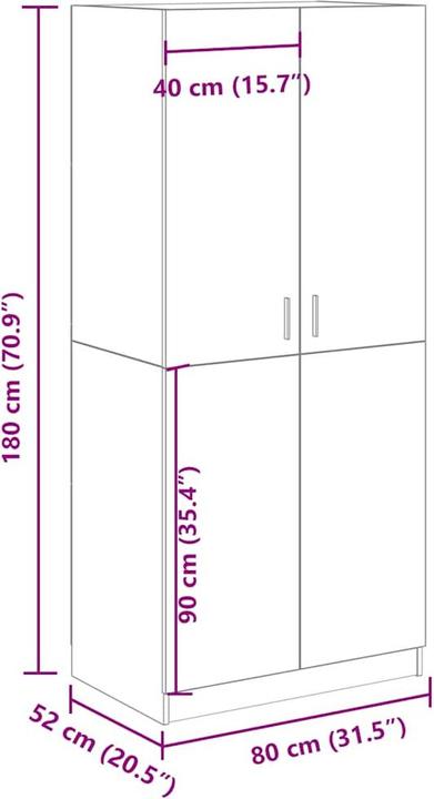 Produktbild VidaXL Kleiderschrank Altholz-Optik 80x52x180 cm Holzwerkstoff Schrank (80 x 52 x 180 cm)