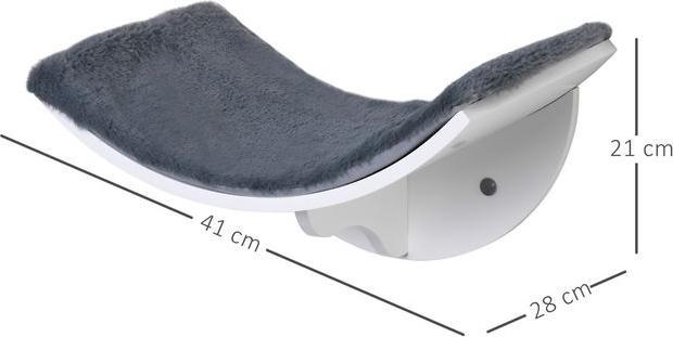 Produktbild Swisshandel24 Katzenbett Katzenregal Katzenliege Wandliege Wandmontage Plüschauflage MDF Weiss+Grau 41 x 28 x 21 c (Katze)