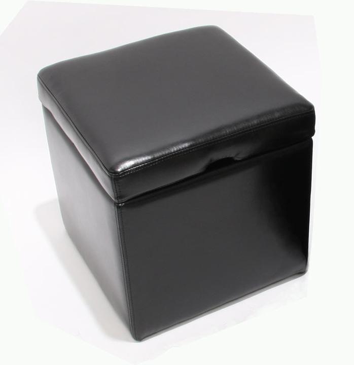 Immagine prodotto Swisshandel24 Sgabello Sedile Cubo Contenitore Onex, con coperchio, pelle + similpelle, 45x44x44cm - sch