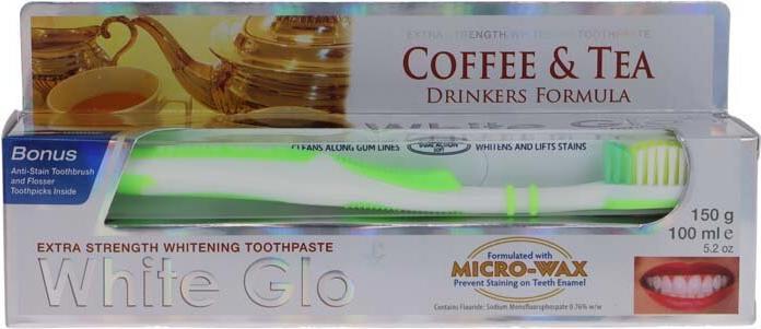 White Glo SET Coffee & Tea Drinkers Formula whitening toothpaste 100ml + toothbrush (100 ml)