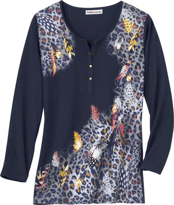 Atlas For Women Tunika mit Druckknopfleiste und AnimalPrint (S)