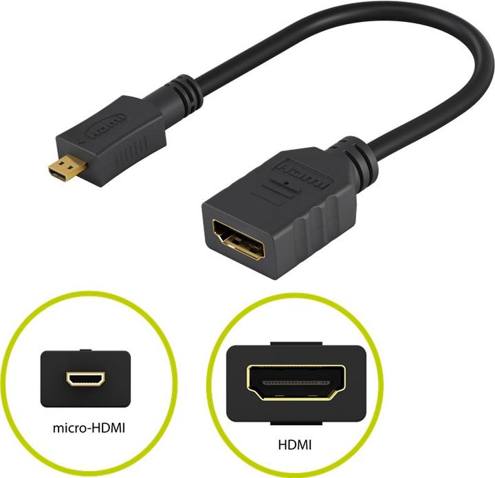 Actual product image Goobay Micro HDMI D – HDMI Buchse (0.15 m, HDMI)
