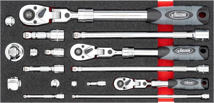 Actual product image Vigor Teleskop-Ratschen Satz ∙ V4970 ∙ 17-teilig ∙ Number of tools: 17
