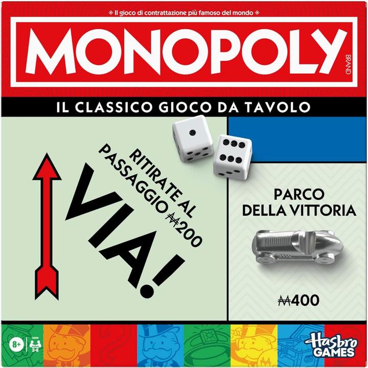 Productafbeelding Monopoly Brettspiel mit Aufbewahrungsfach und grösseren Spielfiguren (Italiaans)
