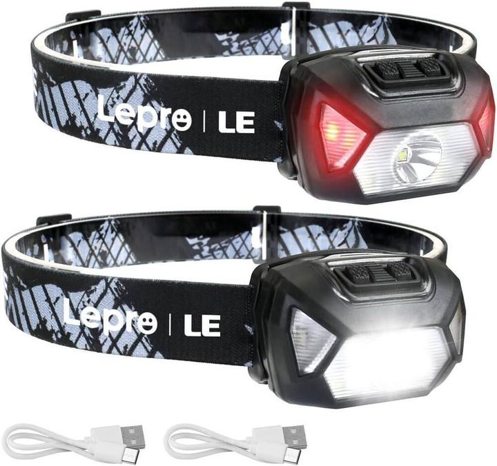 Lepro LED-Stirnlampe Pack à 2 Stück (300 lm)