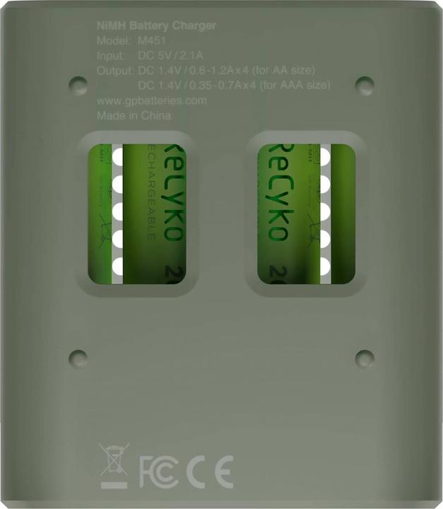 Produktbild GP Batteries ReCyko M451/270 4-Port USB Ladegerät inkl.4xAA NiMh 2600mAh (5 Stk., AA, 2600 mAh, Ladegerät inkl. Akku)