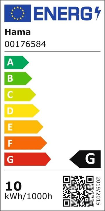 Energie-Label Hama WLAN LED-Lampe (E27, 10 W, 806 lm, 1 x, A)