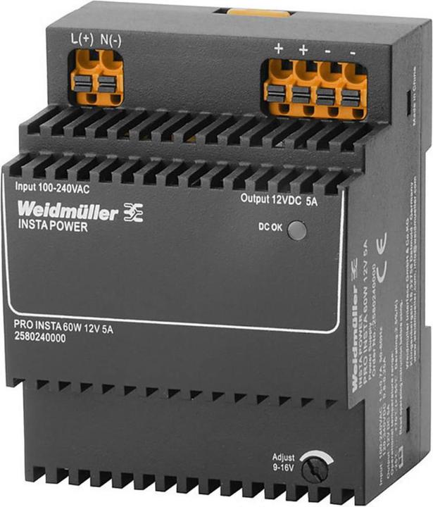 Produktbild Weidmüller PRO INSTA 60W 12V 5A Alimentatore switching 12 V/DC 5 A 60 W