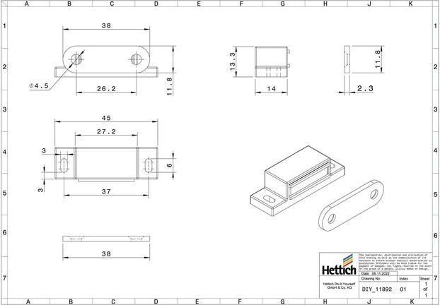 Image du produit Hettich Magnetschnpper wei, 3-4 kg, 4 Stck