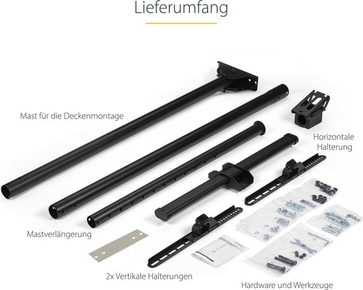 Actual product image StarTech TV Mount Ceiling Long Pole (Ceiling, 75", 50 kg)
