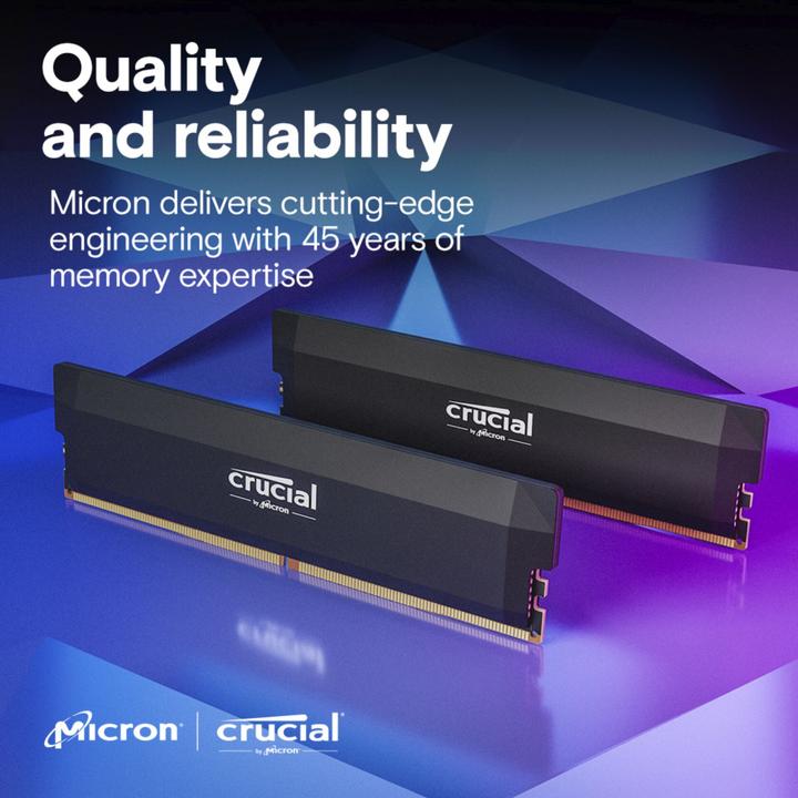 Immagine prodotto Crucial Pro DDR5-6400 Kit 32GB 2x16GB UDIMM CL38 B Overclocking (2 x 16GB, 6400 MHz, RAM DDR5, U-DIMM)