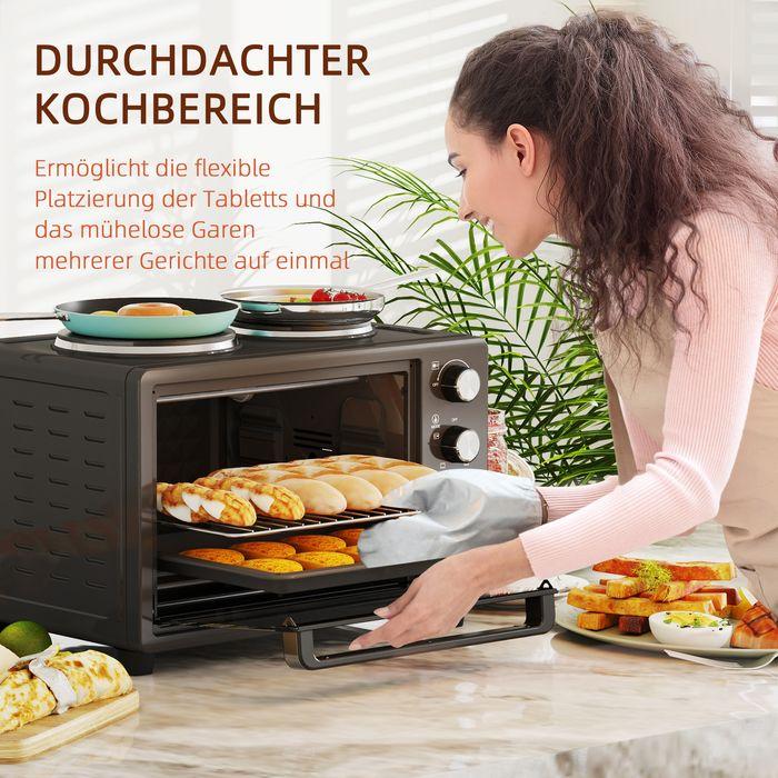 Image du produit Swisshandel24 Minibackofen 28 L 2600W Mini Backofen 100-230℃ 60 Min. Timer Schwarz