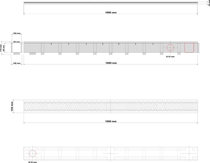 Produktbild Wiltec Entwässerungsrinne 3x1mm Abdeckrost 1,5t verzinkt Ablaufrinne Abwasserrinne