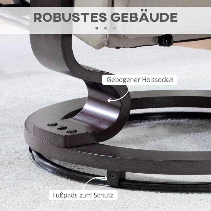 Produktbild Swisshandel24 Relaxsessel mit Hocker, 360° Drehbar, 130° neigbar, Liegefunktion, Kunstleder, Grau