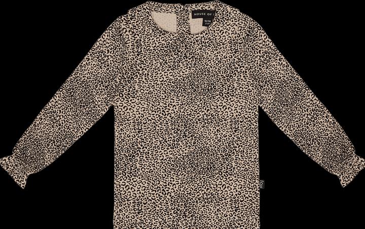 House of Jamie Rib Collar Shirt - Characoal Leopard (104)