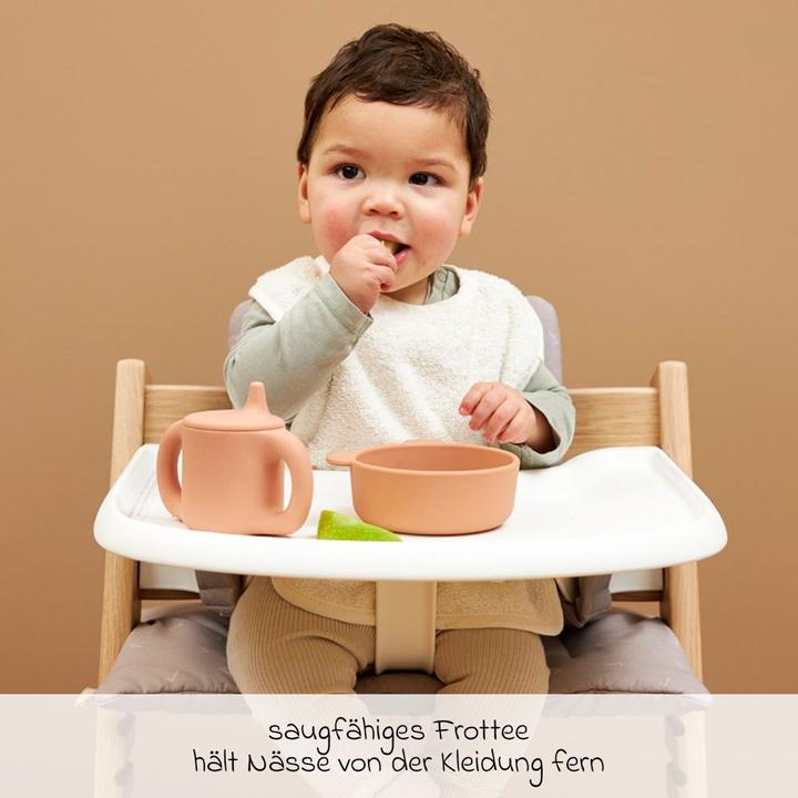 Actual product image Meyco Bib 3P bads.met klittenb. offw/soft green/forestgreen