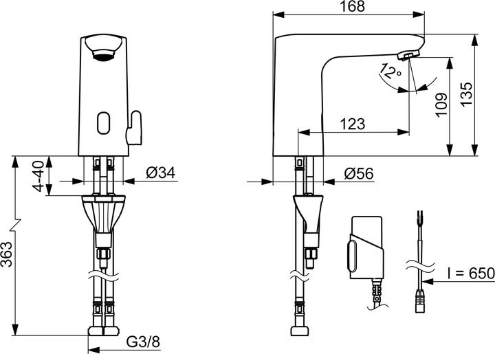 Produktbild Hansa HANSAELECTRA Safety Waschtischarmatur, berührungslos, Batteriebetrieb, 135 mm Höhe, Bluetoot