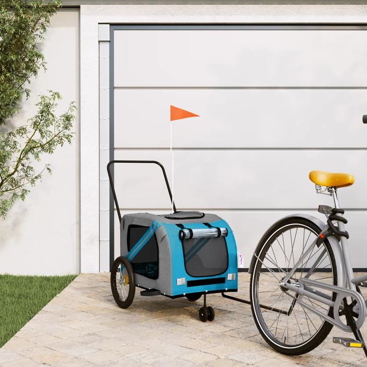 Produktbild VidaXL Fahrradanhänger Hunde Blau und Grau Oxford-Gewebe und