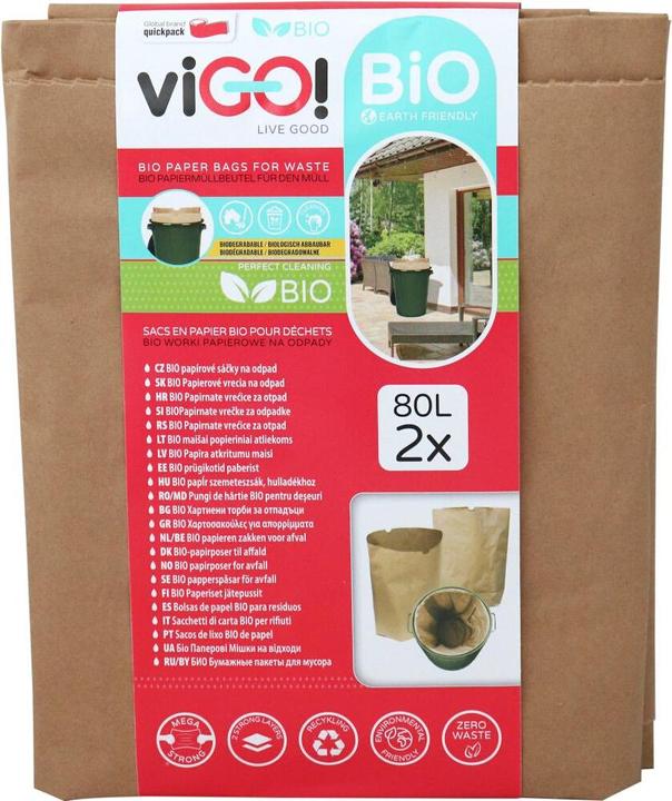 Actual product image Quickpack Organic waste paper bag 80 l, 2 pieces 22.5 x 21 x 3 cm (2 x, 80 l)