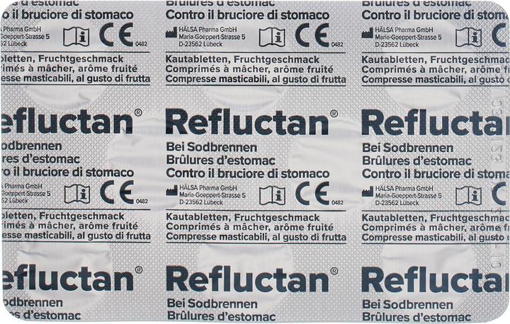 Valeurs nutritives et ingrédients Refluctan Kautablette Frucht (48 pièce(s), 284.31 ml, 94 g)