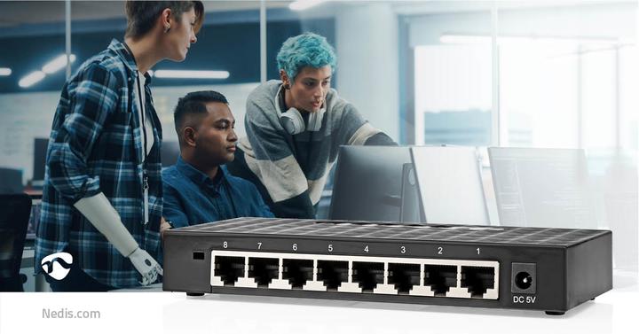 Produktbild Nedis Netzwerkschalter | Wired Geschwindigkeit: Gigabit | Anzahl Ethernet-Ports: 8 (8 Ports)