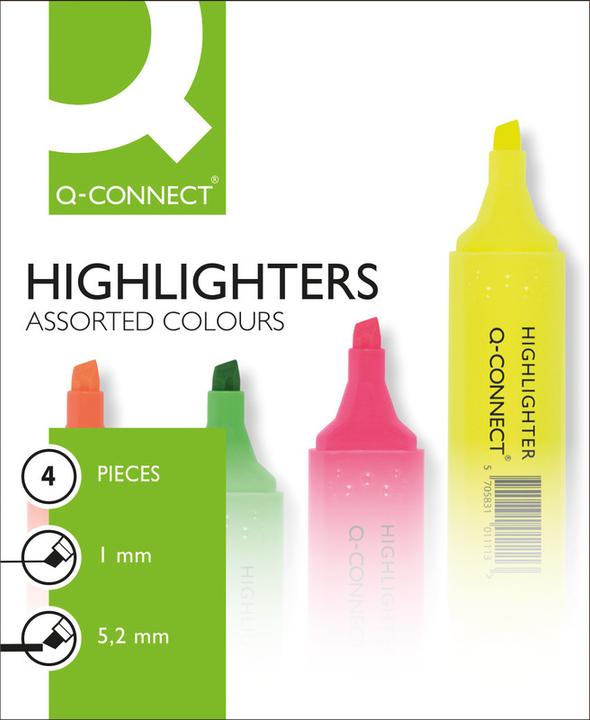 Produktbild Q-Connect Textmarker Economy (Mehrfarbig, 1 mm, 4 x)
