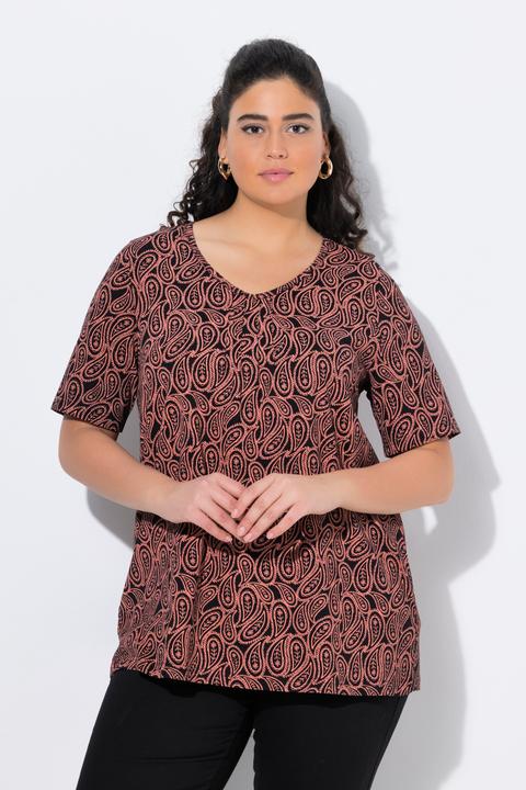 Produktbild Ulla Popken T-Shirt, Zierfalten, A-Linie, V-Ausschnitt, Halbarm (60)
