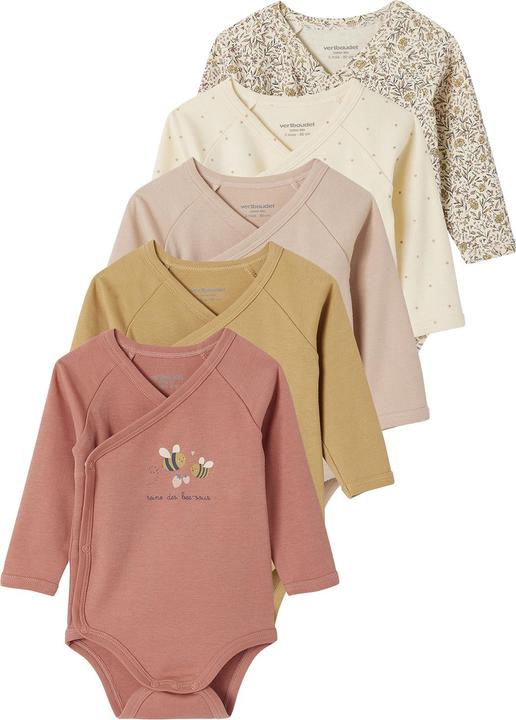 Vertbaudet Bio-Kollektion: 5er-Pack Baby Wickelbodys mit langen Ärmeln