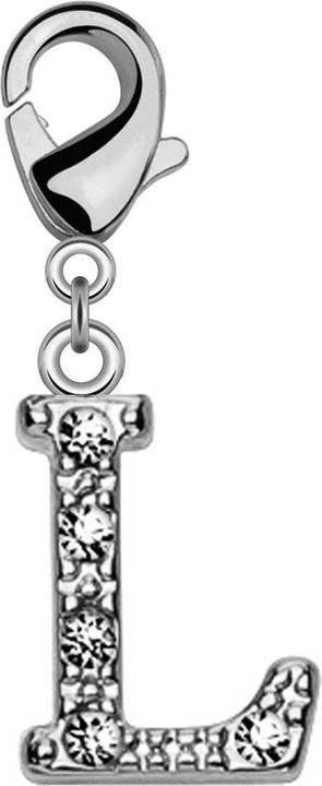 Star Piercing Anhänger mit Kristall Buchstabe L (Messing)