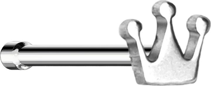Star Piercing Nasenstecker gerade silber mit Krone (ohne Messing, Chirurgenstahl 316L)