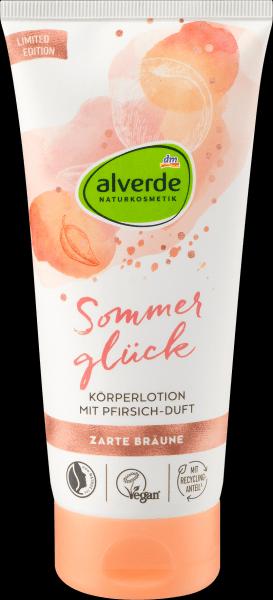 dm alverde Körperlotion Zarte Bräune Bio-Pfirsich (Selbstbräunungsschaum)